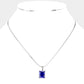 Madeline Love Blue, Rhodium Stainless Steel CZ Rectangle Pendant Necklace - Hair Accessories - desc