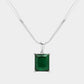 Madeline Love Green, Rhodium Stainless Steel CZ Rectangle Pendant Necklace - Hair Accessories