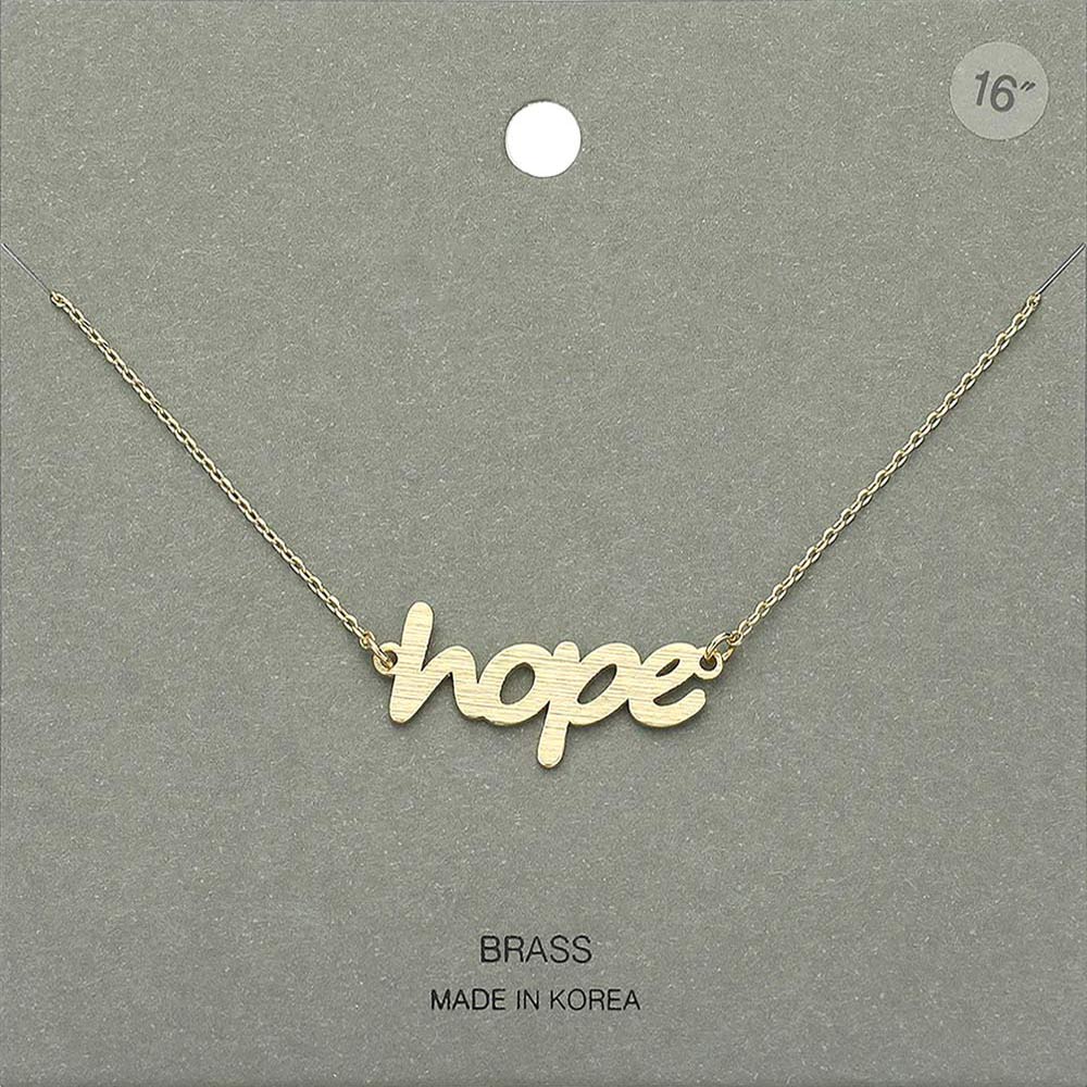 Madeline Love Worn Gold Brass Metal Hope Pendant Necklace - Necklaces