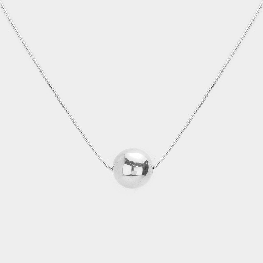 Madeline Love Rhodium Stainless Steel Ball Pendant Necklace - Necklaces