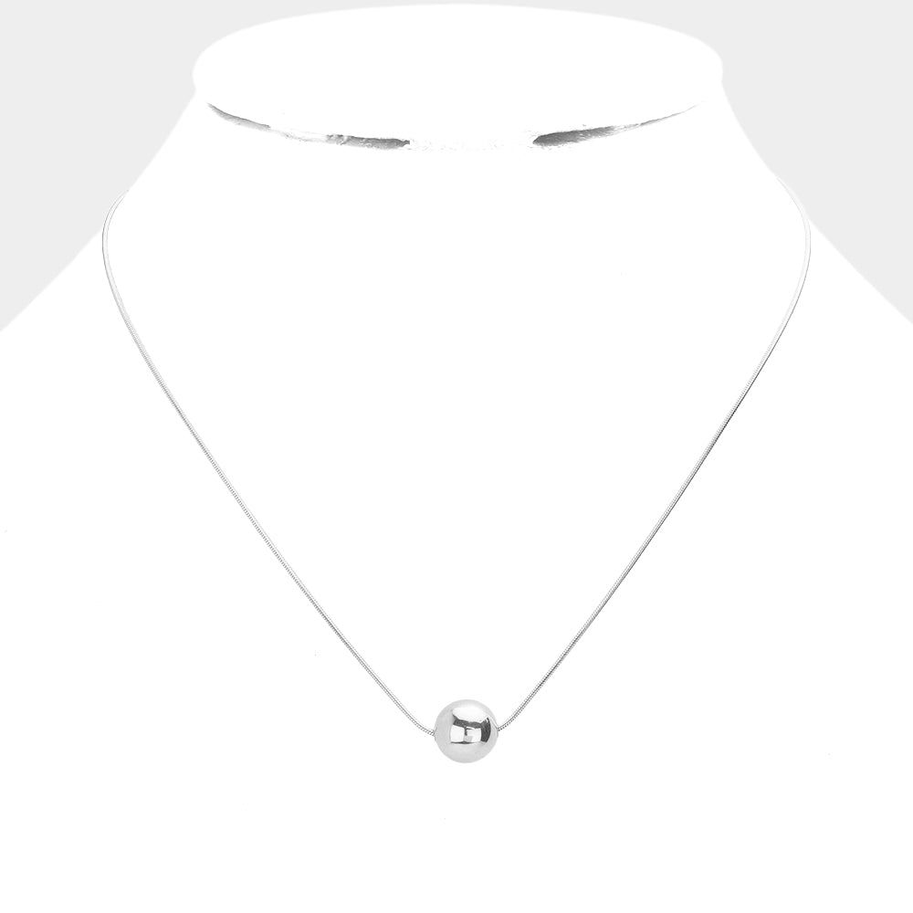 Madeline Love Rhodium Stainless Steel Ball Pendant Necklace - Necklaces - desc