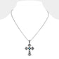 Madeline Love Silver Burnished, Turquoise Natural Stone Pointed Western Cross Pendant Necklace - Hair Accessories - desc