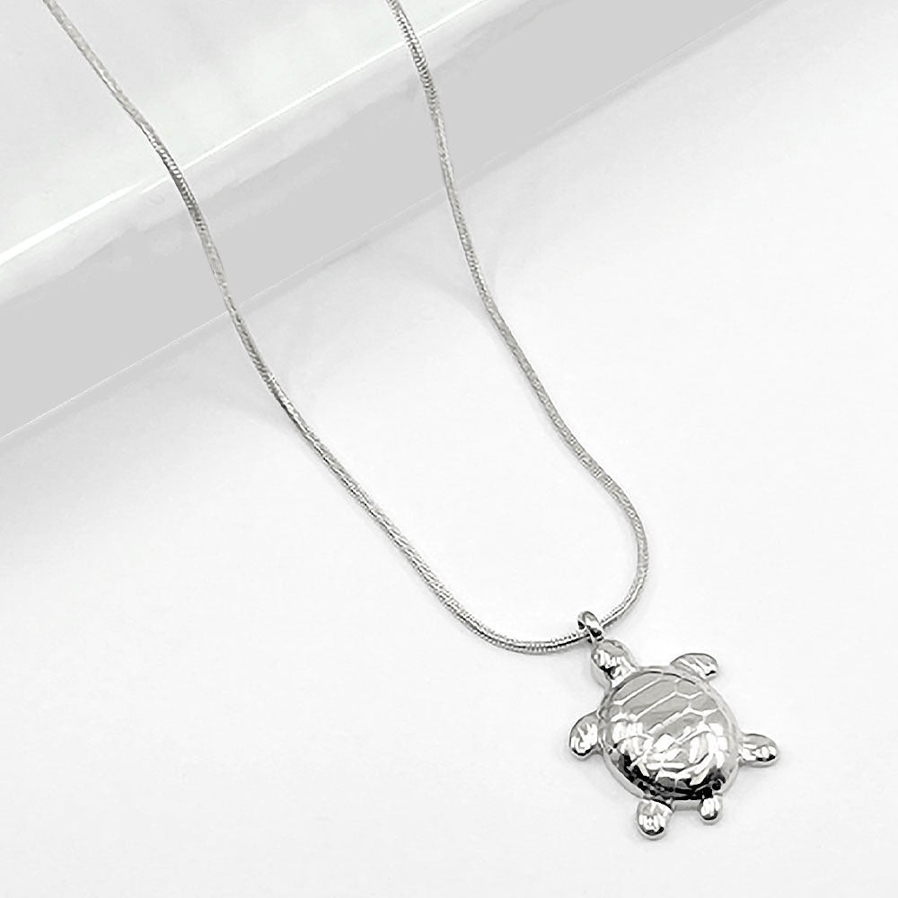 Madeline Love Rhodium Stainless Steel Sea Turtle Pendant Necklace - Jewelry