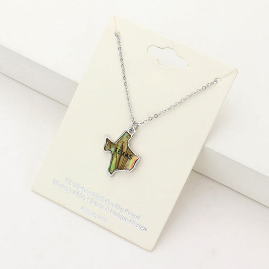 Madeline Love Abalone, Rhodium Texas State Map Abalone Pendant Necklace - Necklaces