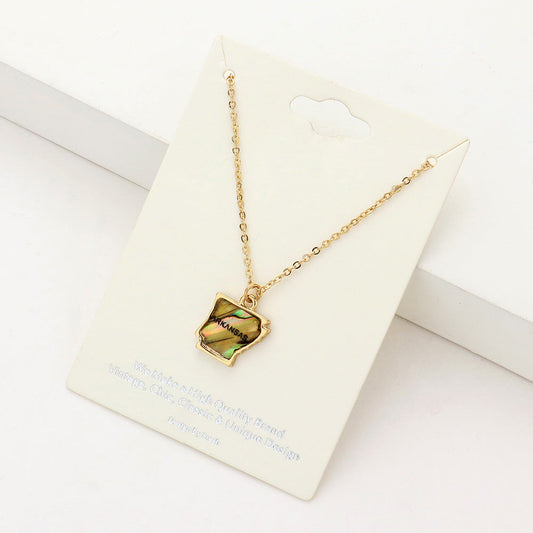 Madeline Love Abalone, Gold Arkansas State Map Abalone Pendant Necklace - Necklaces
