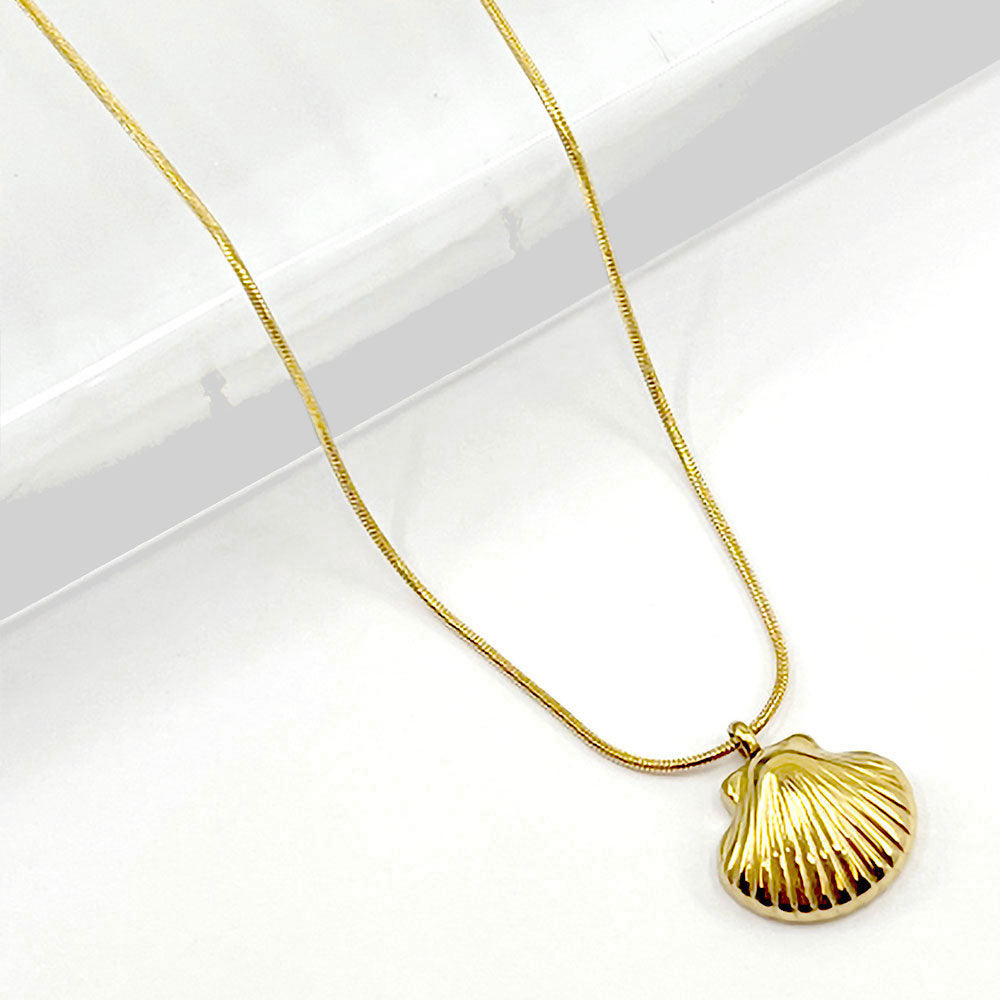 Madeline Love Gold Stainless Steel Seashell Pendant Necklace - Jewelry