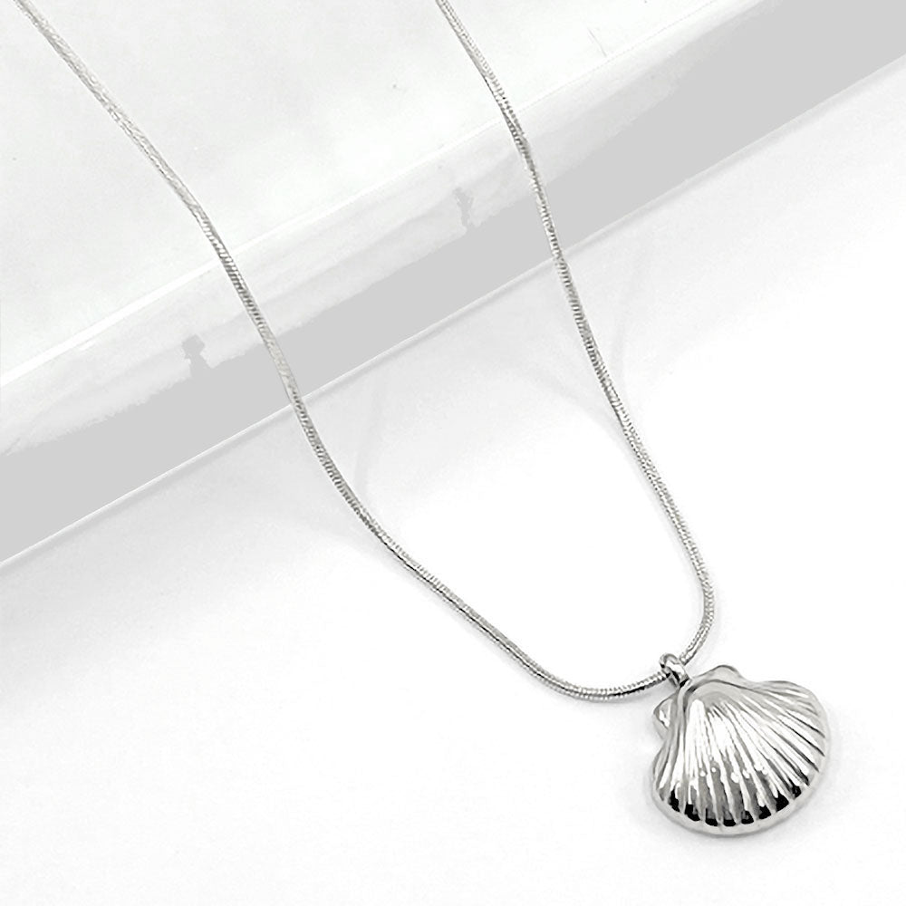 Madeline Love Rhodium Stainless Steel Seashell Pendant Necklace - Jewelry
