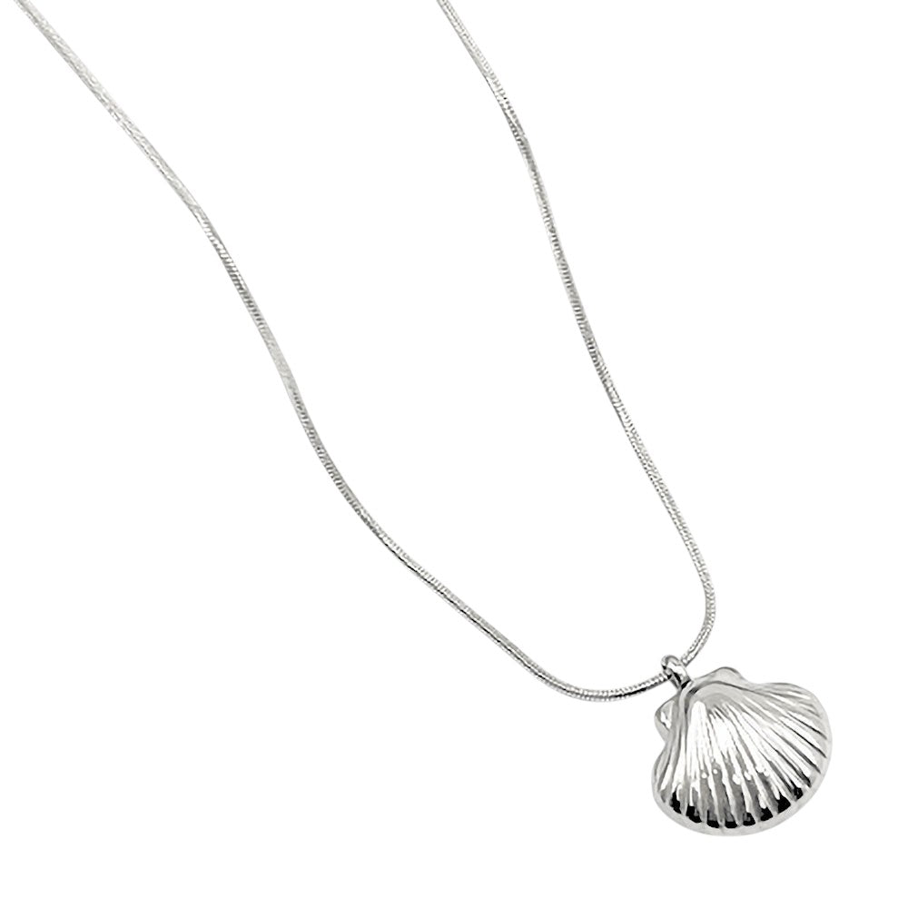Madeline Love Rhodium Stainless Steel Seashell Pendant Necklace - Jewelry - desc