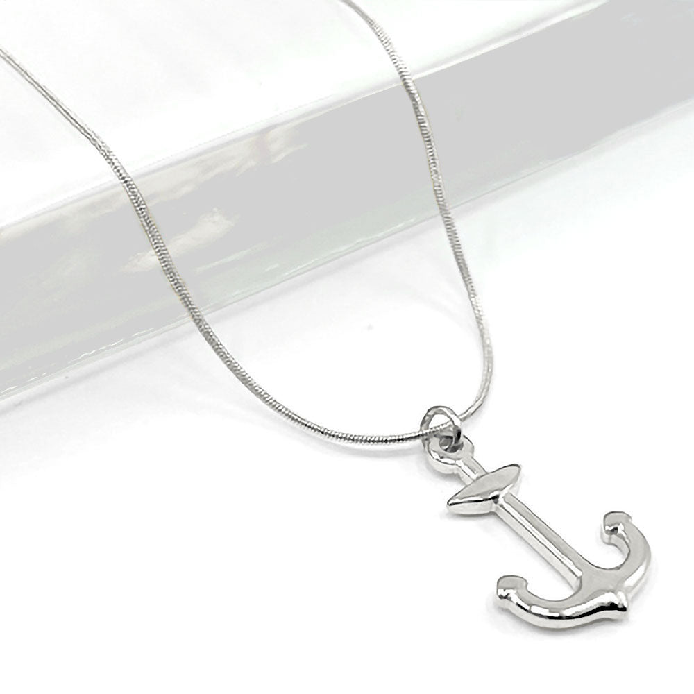 Madeline Love Rhodium Stainless Steel Anchor Pendant Necklace - Jewelry