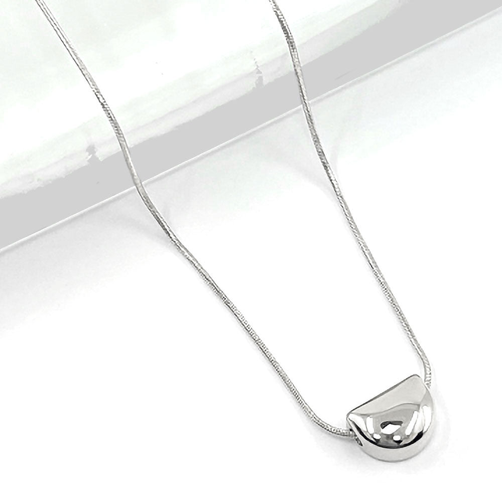 Madeline Love Rhodium Stainless Steel Mini Half Moon Pendant Necklace - Jewelry