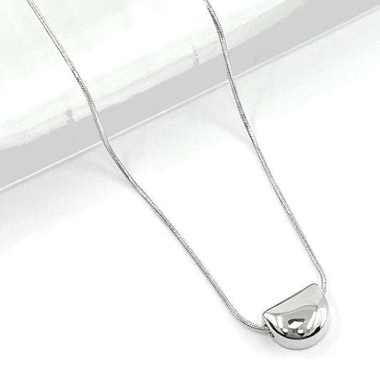 Madeline Love Rhodium Stainless Steel Mini Half Moon Pendant Necklace - Jewelry