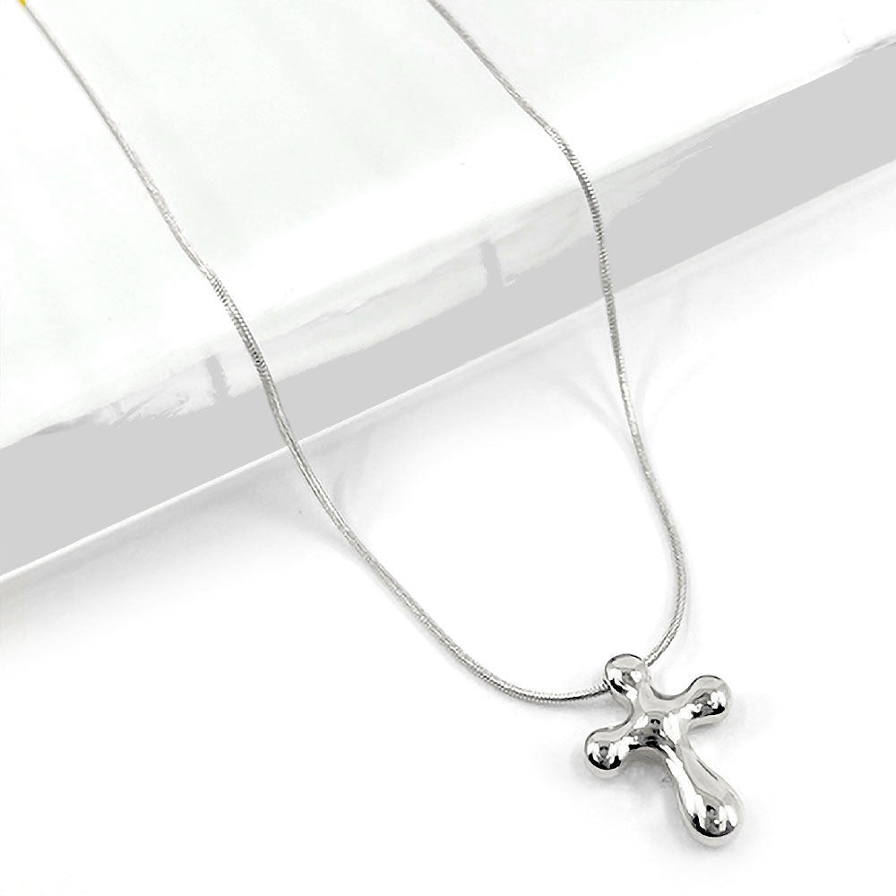Madeline Love Rhodium Stainless Steel Cross Pendant Necklace - Jewelry