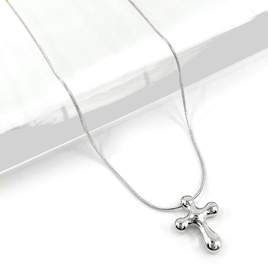 Madeline Love Rhodium Stainless Steel Cross Pendant Necklace - Jewelry