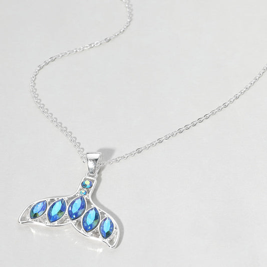 Madeline Love Blue, Silver Stone Embellished Whale Tale Pendant Necklace - Jewelry