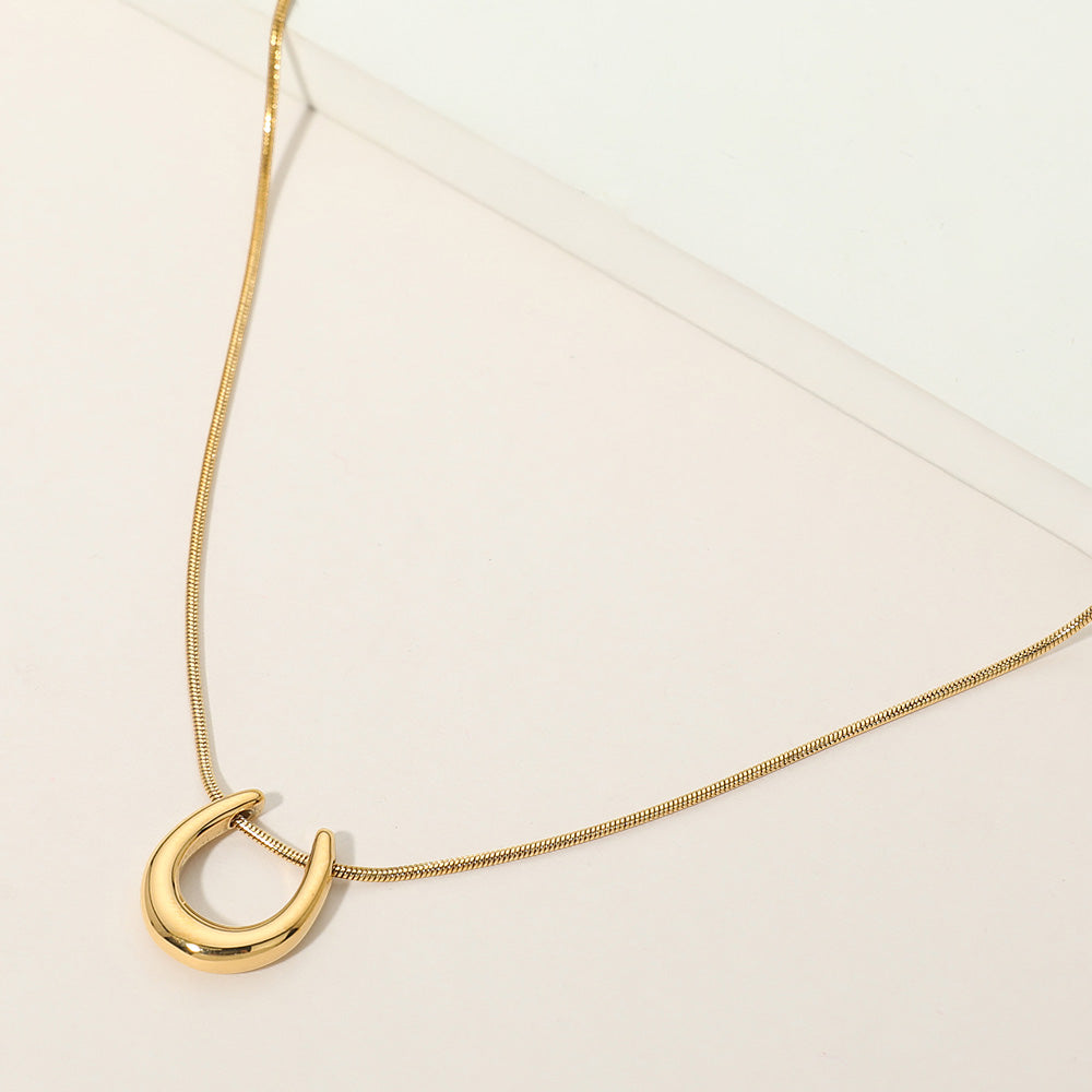 Madeline Love Gold Stainless Steel Horseshoe Pendant Snake Chain Necklace