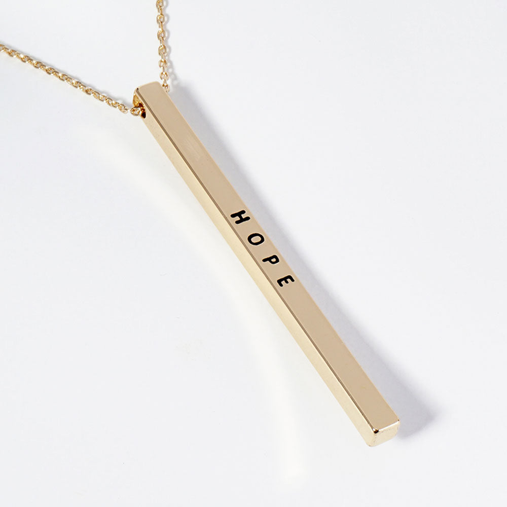 Madeline Love Gold HOPE Brass Metal Bar Pendant Necklace - Necklaces
