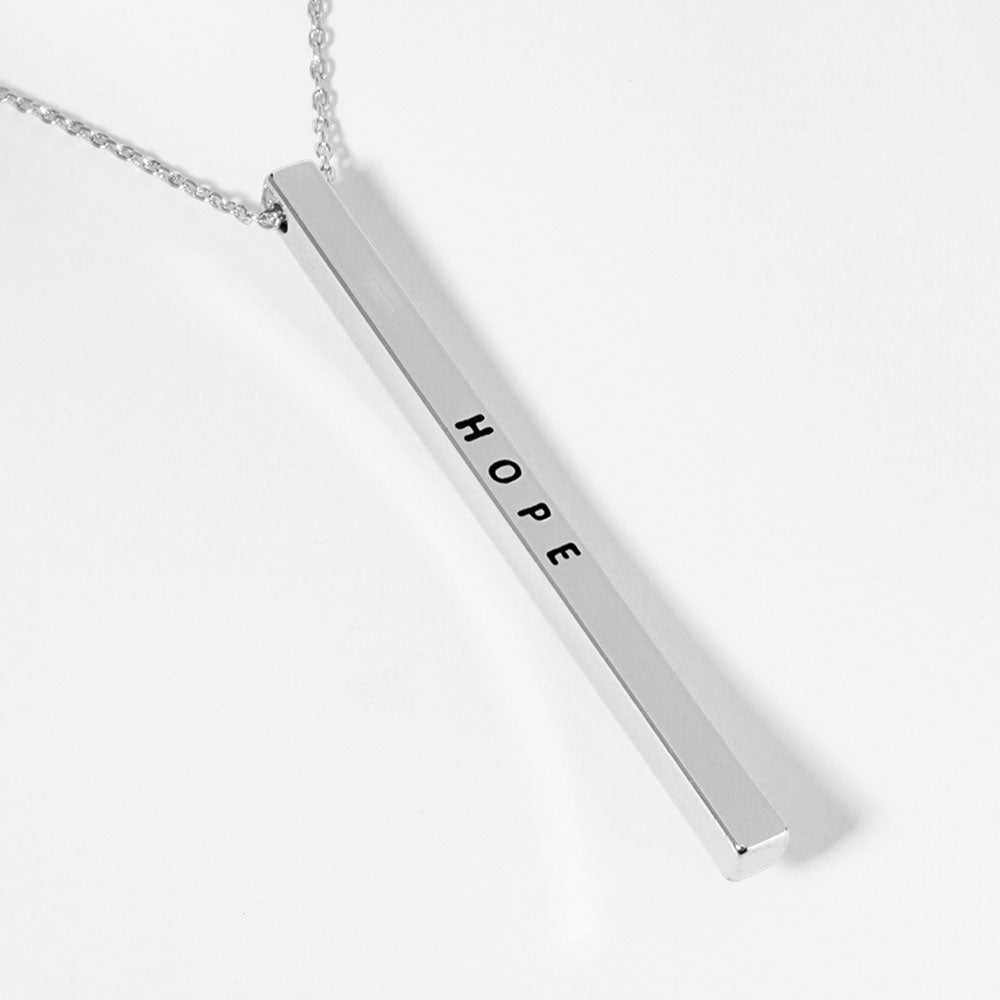 Madeline Love Rhodium HOPE Brass Metal Bar Pendant Necklace - Necklaces