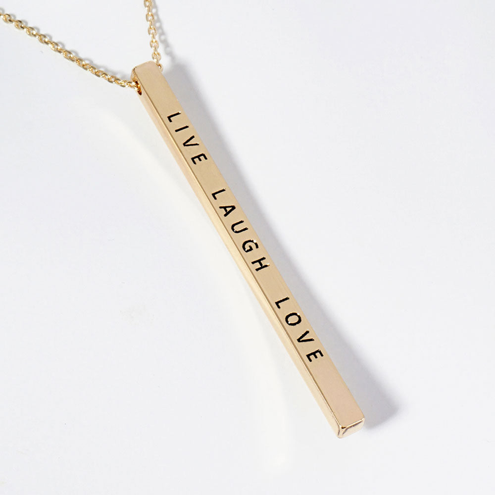 Madeline Love Gold LIVE LAUGH LOVE Brass Metal Bar Pendant Necklace - Necklaces