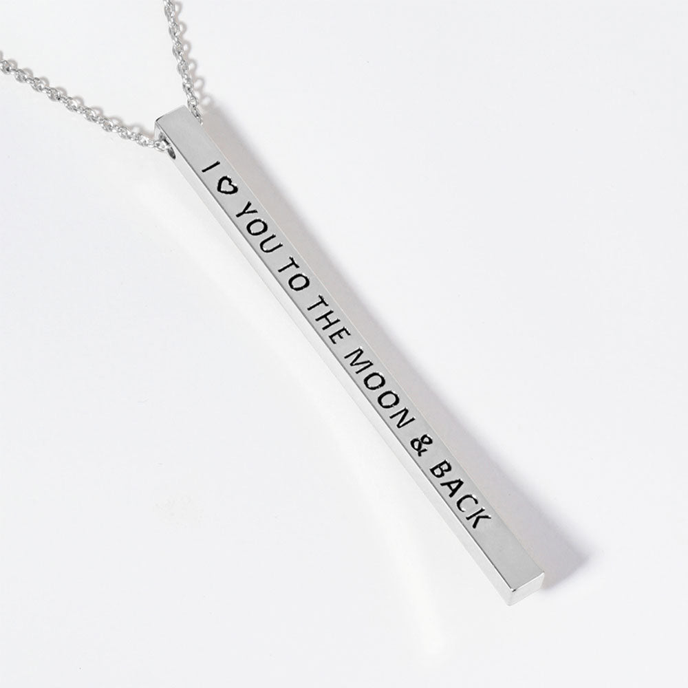 Madeline Love Rhodium I Love You To The Moon & Back Brass Metal Bar Pendant Necklace - Necklaces