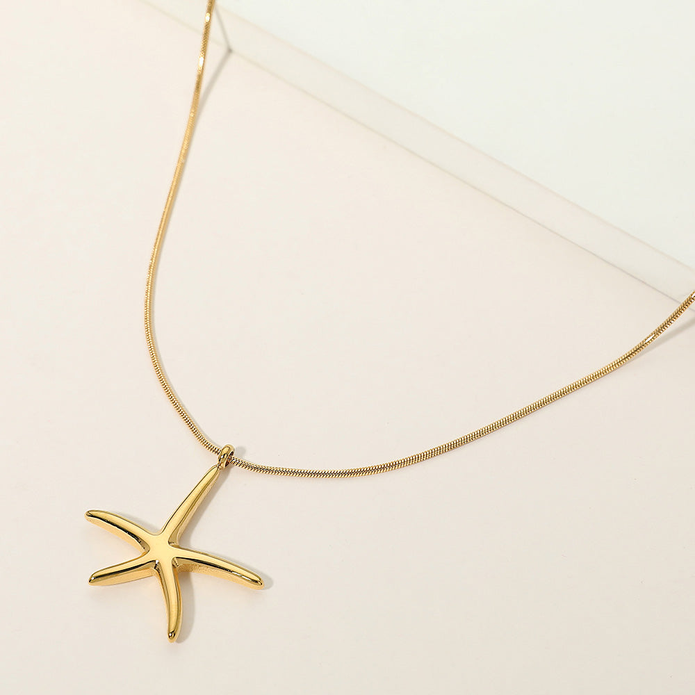 Madeline Love Gold Stainless Steel Starfish Pendant Snake Chain Necklace - Jewelry