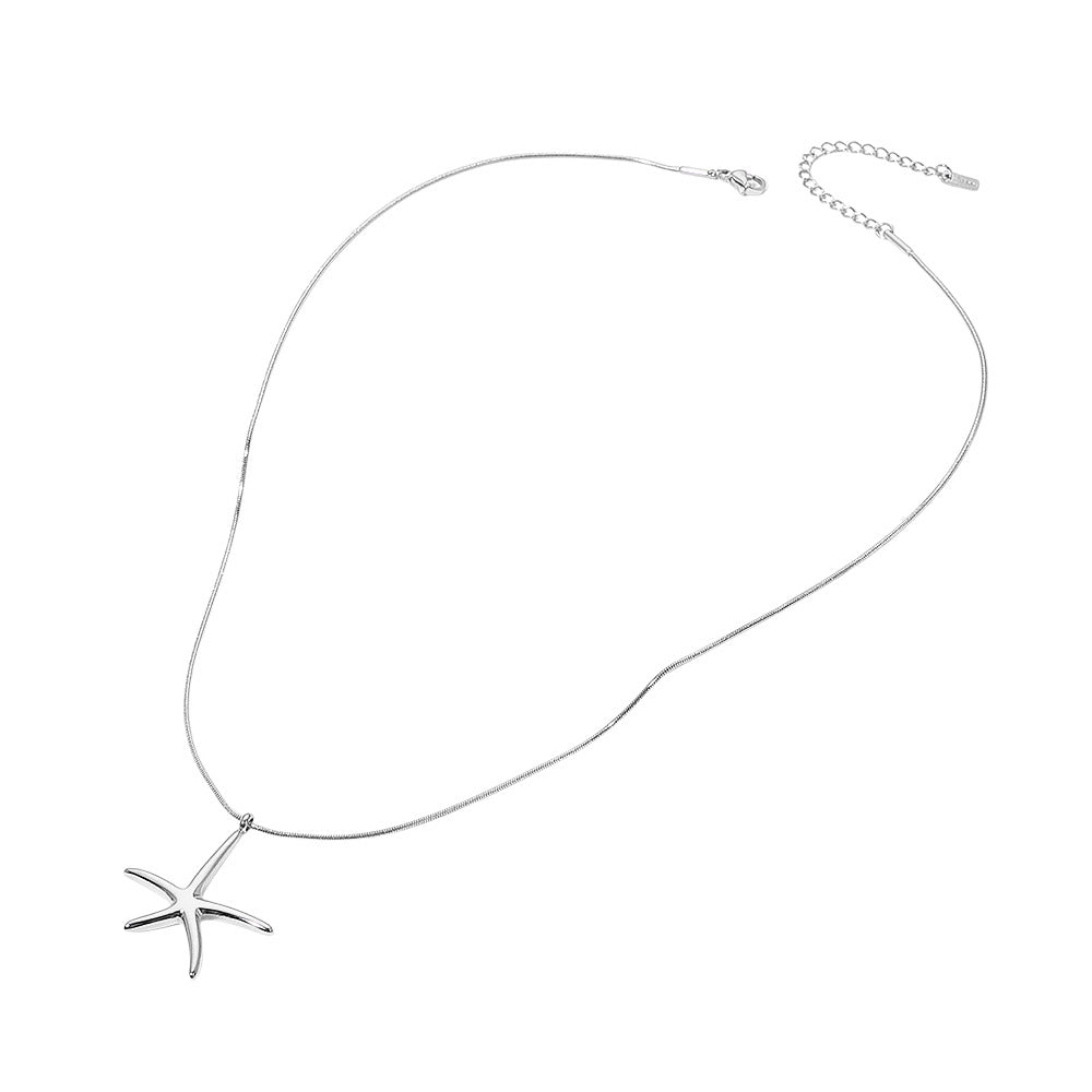 Madeline Love Rhodium Stainless Steel Starfish Pendant Snake Chain Necklace - Jewelry - extra
