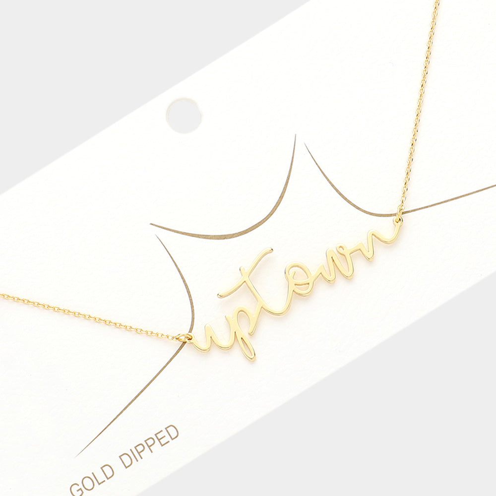 Madeline Love Gold Up Town Message Gold Dipped Metal Pendant Necklace - Necklaces