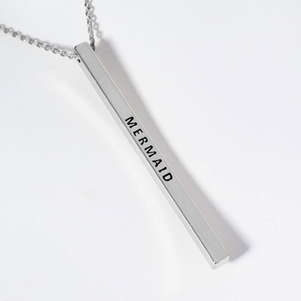 Madeline Love Rhodium MERMAID Brass Metal Bar Pendant Necklace - Necklaces