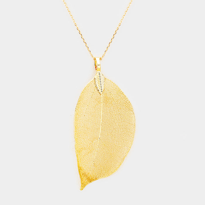 Madeline Love Gold Natural Dipped Filigree Leaf Pendant Necklace - Necklaces