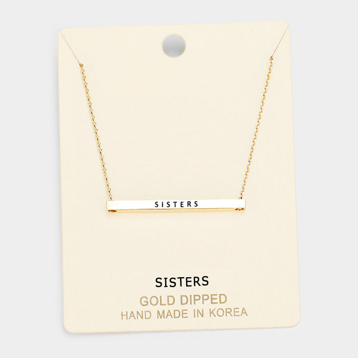 Madeline Love Gold 'Sisters' Horizontal Metal Bar Pendant Necklace - Necklaces