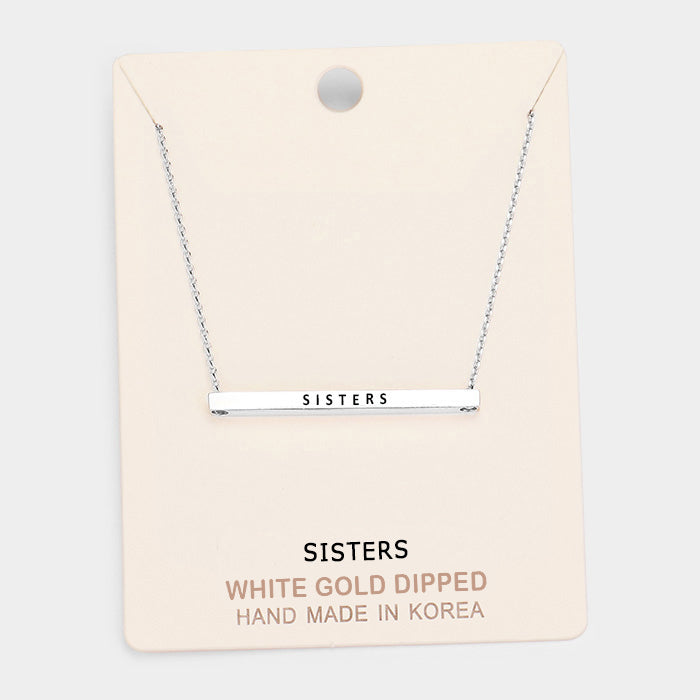 Madeline Love Rhodium 'Sisters' Horizontal Metal Bar Pendant Necklace - Necklaces