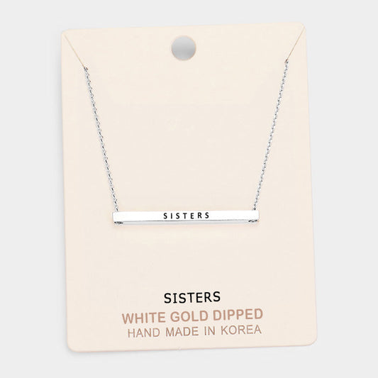 Madeline Love Rhodium 'Sisters' Horizontal Metal Bar Pendant Necklace - Necklaces
