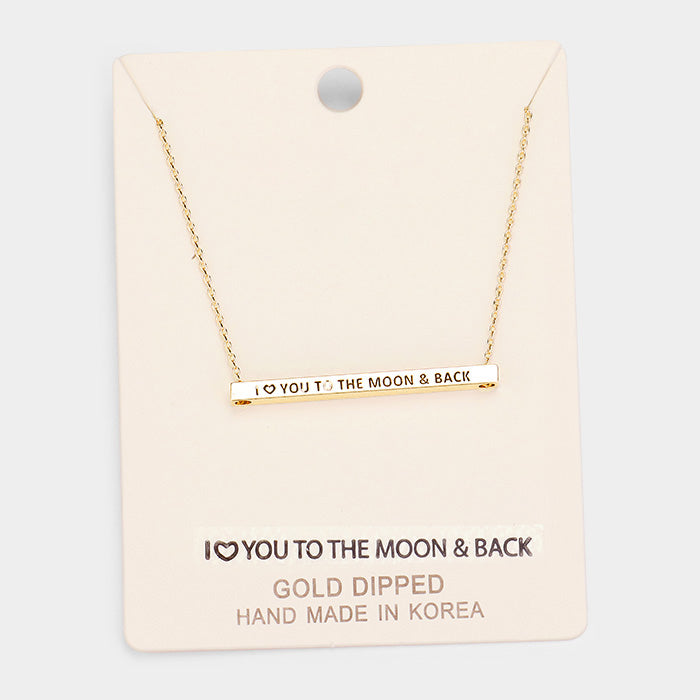 Madeline Love Gold 'I Love You To the...' Horizontal Metal Bar Pendant Necklace - Necklaces