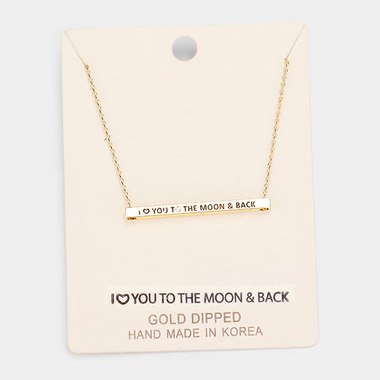 Madeline Love Gold 'I Love You To the...' Horizontal Metal Bar Pendant Necklace - Necklaces