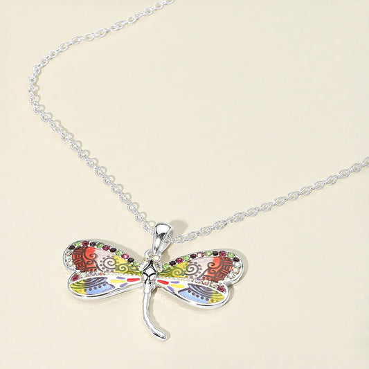 Madeline Love Antique Silver, Multi Antique Metal Enamel Dragonfly Pendant Necklace - Jewelry