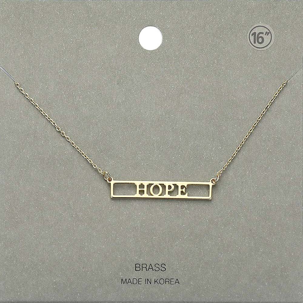 Madeline Love Gold HOPE Brass Metal Pendant Necklace - Necklaces
