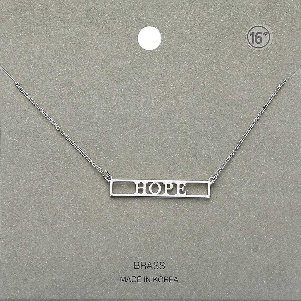 Madeline Love Rhodium HOPE Brass Metal Pendant Necklace - Necklaces