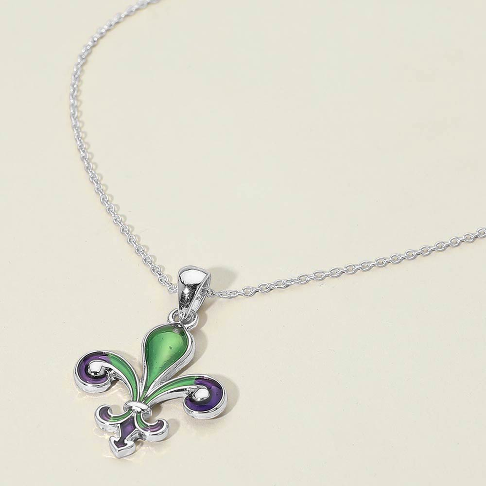 Madeline Love Multi, Silver Fleur de Lis Pendant Necklace - Jewelry