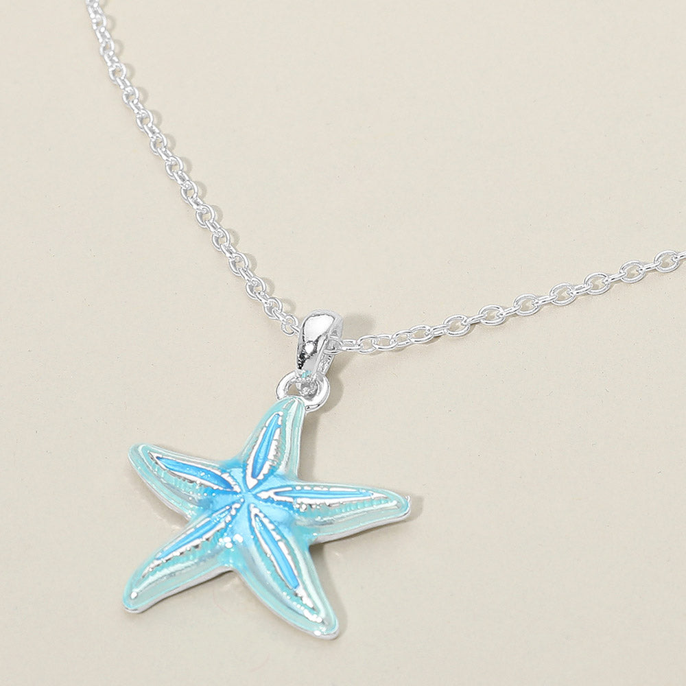 Madeline Love Blue, Silver Starfish Charm Pendant Necklace - Jewelry