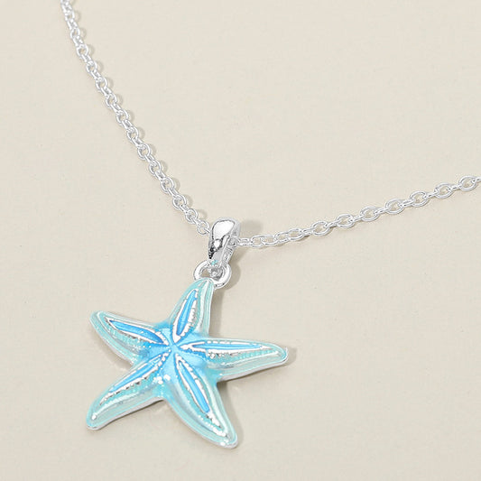 Madeline Love Blue, Silver Starfish Charm Pendant Necklace - Jewelry