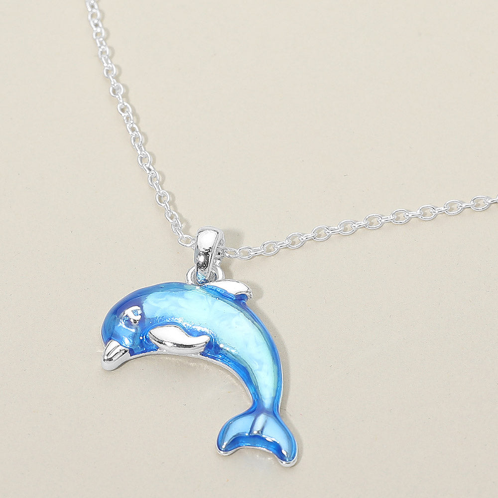 Madeline Love Blue, Silver Dolphin Charm Pendant Necklace - Jewelry