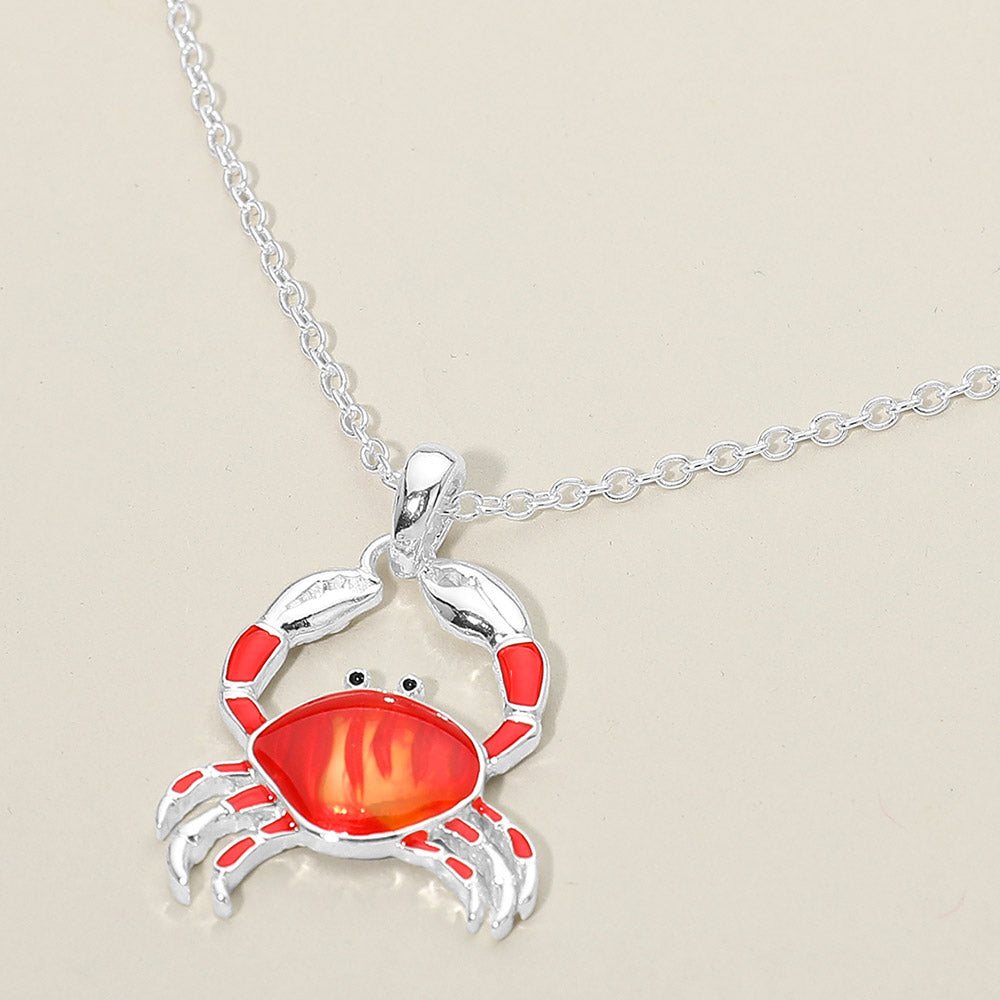Madeline Love Red, Silver Crab Charm Pendant Necklace - Jewelry