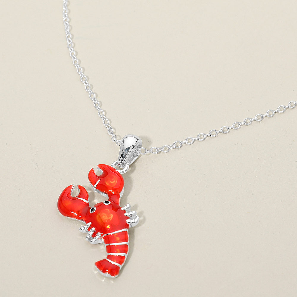 Madeline Love Red, Silver Lobster Charm Pendant Necklace - Jewelry