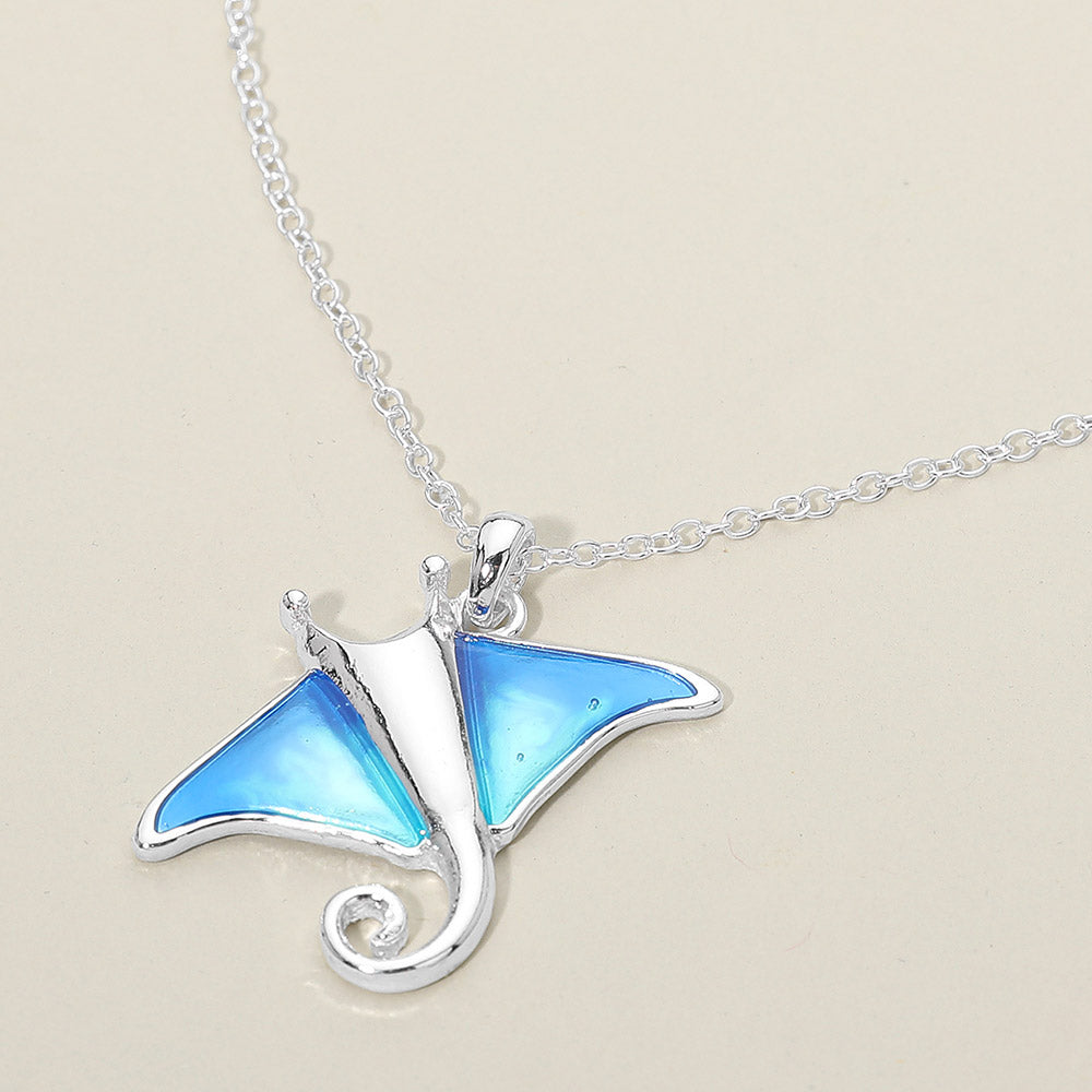 Madeline Love Blue, Silver Manta Ray Charm Pendant Necklace - Jewelry
