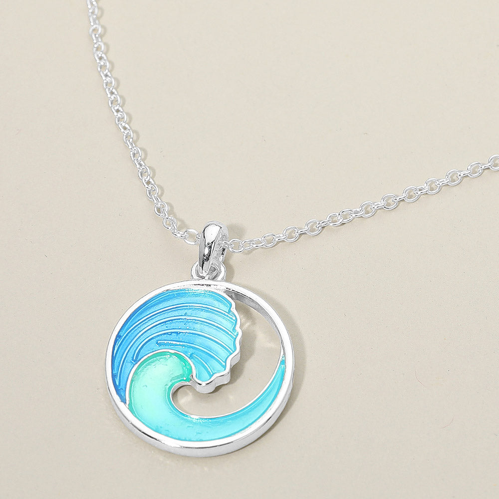 Madeline Love Blue, Silver Ocean Wave Charm Pendant Necklace - Jewelry