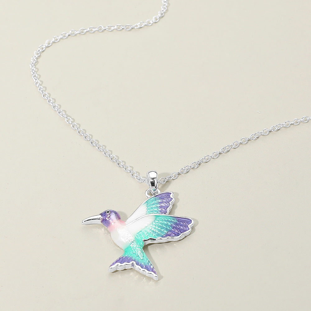 Madeline Love Multi, Silver Ombre Hummingbird Pendant Necklace - Jewelry