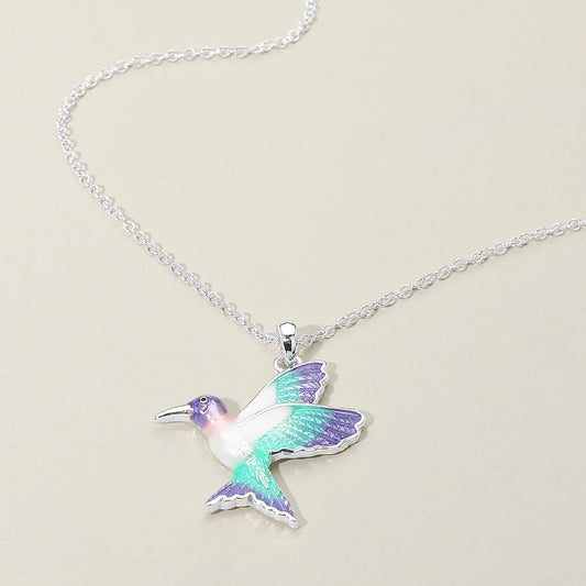 Madeline Love Multi, Silver Ombre Hummingbird Pendant Necklace - Jewelry