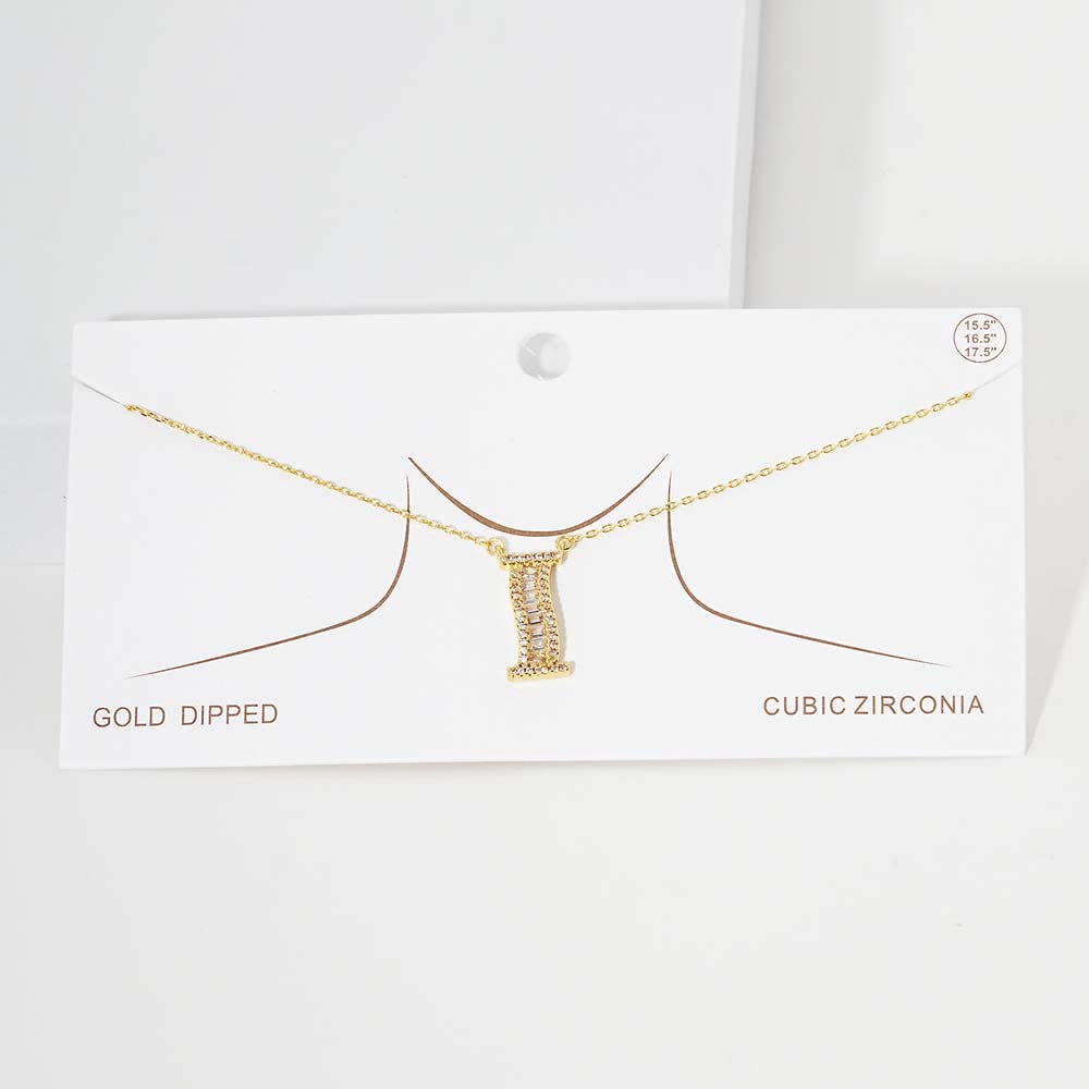Madeline Love Gold -I- CZ Initial Monogram Pendant Necklace - Jewelry