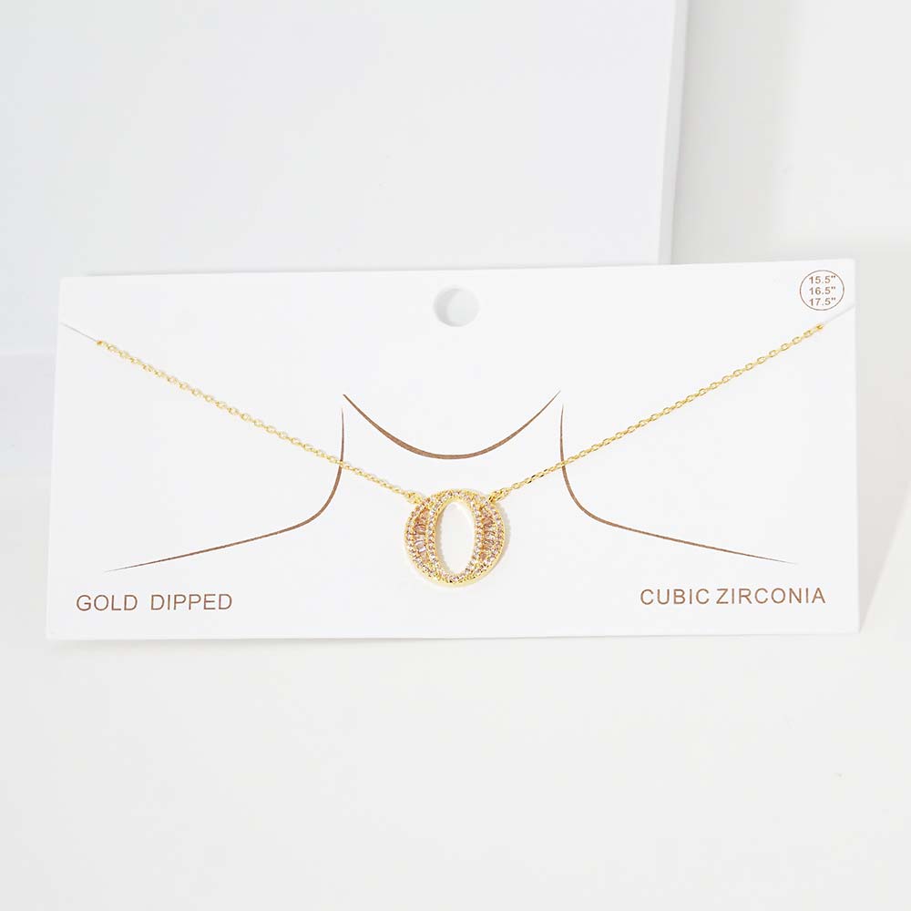 Madeline Love Gold -O- CZ Initial Monogram Pendant Necklace - Jewelry