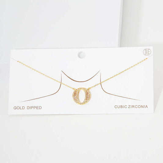Madeline Love Gold -O- CZ Initial Monogram Pendant Necklace - Jewelry