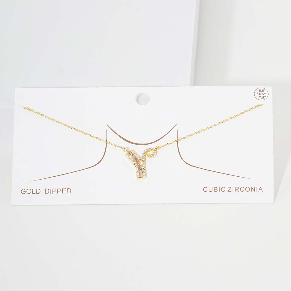 Madeline Love Gold -Y- CZ Initial Monogram Pendant Necklace - Jewelry
